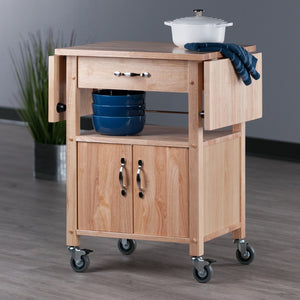 Winsome Wood Rachael Drop Leaf Kitchen Cart - Versatile Utility With Storage, Mobility & Natural Wood Charm! Natural Solid ,Composite Wood 84920-winsome-wood