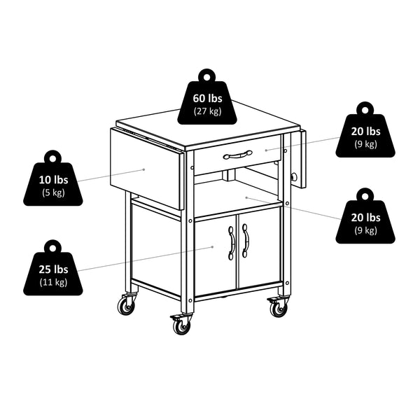 Winsome Wood Rachael Drop Leaf Kitchen Cart - Versatile Utility With Storage, Mobility & Natural Wood Charm! Natural Solid ,Composite Wood 84920-winsome-wood