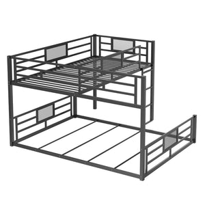 English Elm L-shaped Steel Twin Over Full Bunk Bed Corner Frame with Guardrails for Kids N750P196510B