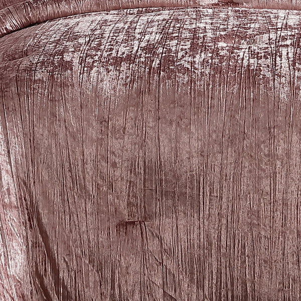 English Elm Turin Crinkle Velvet 2-Piece Comforter Set Twin with Coordinating Sham, Brushed Polyester Backing, Textured Luxury Blush B340P341986