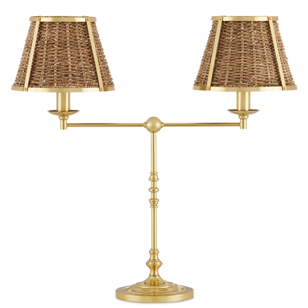 Deauville Desk Lamp: Handmade Seagrass & Brass Fixture by Suzanne Duin - French Flair for Your Space