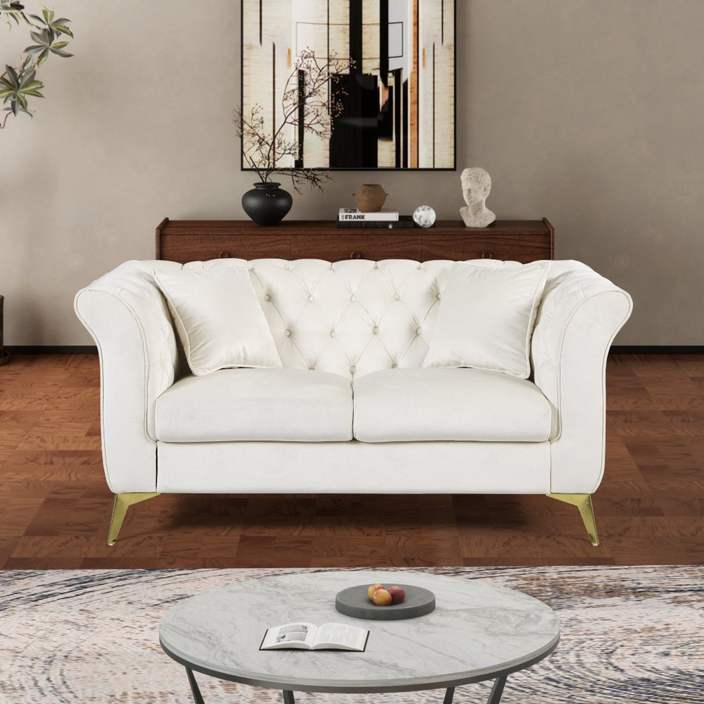 English Elm 102 Inch Linen Modular Sectional Sofa with Hidden Storage and Cloud Cushion Comfort Beige W1099S00173