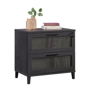 English Elm Lateral File Cabinet In Sleek Black - Secure Storage With Lockable Drawers & Smooth Full-Extension Slides B356P402776