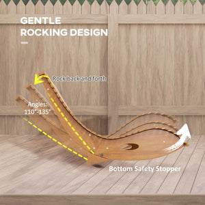 English Elm Outsunny Outdoor Ergonomic Wood Rocker with S Curve High Back Slatted Patio Seat W2225P174331