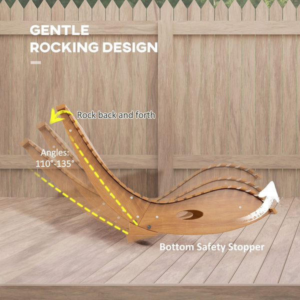 English Elm Outsunny Outdoor Ergonomic Wood Rocker with S Curve High Back Slatted Patio Seat W2225P174331
