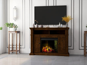 English Elm Berkshire Wood Panel Fireplace Console with Enclosed Storage for Tvs up to 65 Inches B108P481207