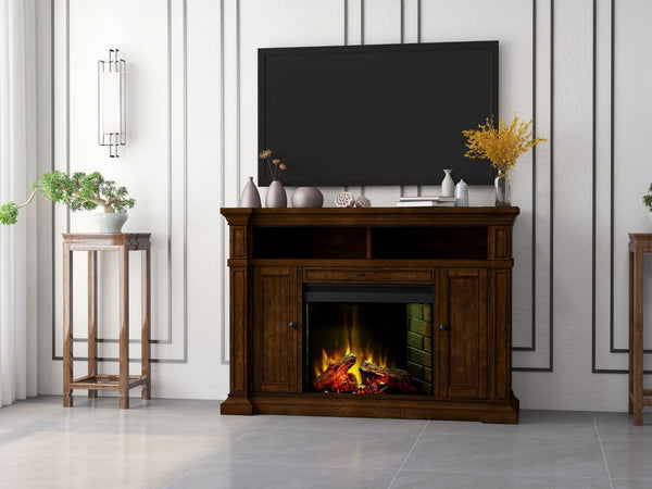 English Elm Berkshire Wood Panel Fireplace Console with Enclosed Storage for Tvs up to 65 Inches B108P481207