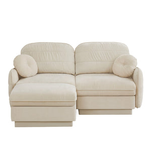 English Elm Chenille Cloud Loveseat with Quilted Back Pillows Deep Seat Comfort for Living Room W714S01748
