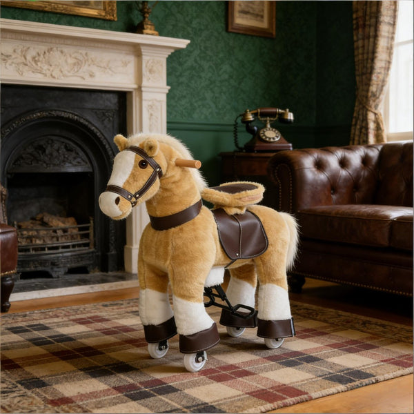 English Elm Walking Horse Ride on Toy Plush Pedal Pony with Wheels for Kids Ages 3 to 8 T3971P442210