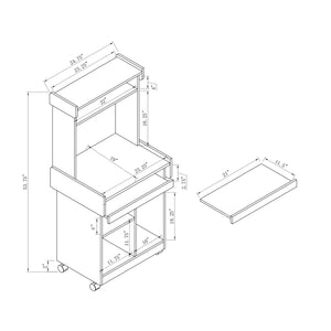 English Elm Microwave Mobile Cart with Hutch and Locking Castors — Versatile Coffee, Office & Appliance Station White B107P283309
