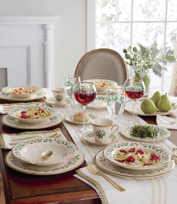 Lenox Holiday Frosted Holly Tumbler Set with 24 Karat Gold Accents for Festive Entertaining 849606
