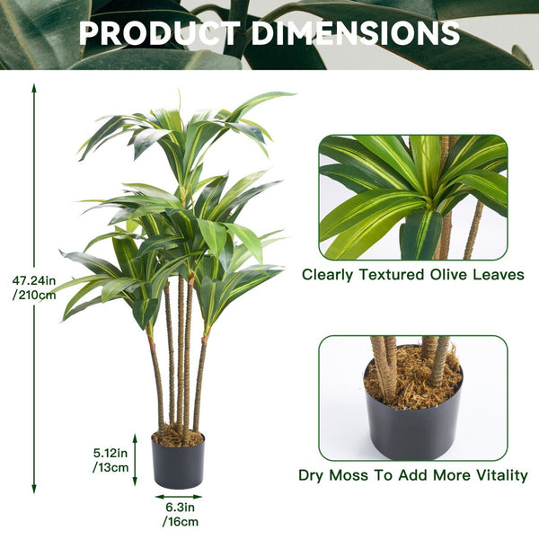 English Elm Realistic Artificial Olive Tree 210Cm – Lifelike Silk Leaves, Natural Trunk, Zero Maintenance Decor! T3950P399816-GIGA