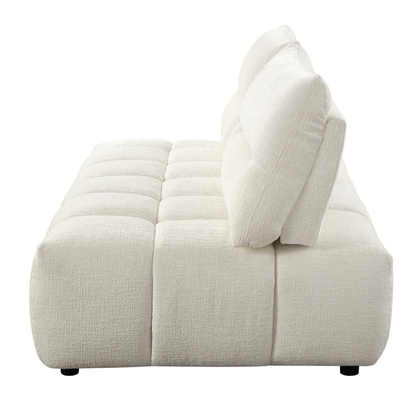 English Elm Loanna Beige Linen Modular Sectional with Chaise, Ottoman & Adjustable 13" Seat-Back for Flexibility B2726S00386