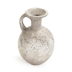 Zentique Distressed Grey Terracotta Vase with Weathered Matte Finish — Rustic Sculptural Accent for Shelves W10 x H14 x D10 8496L A344