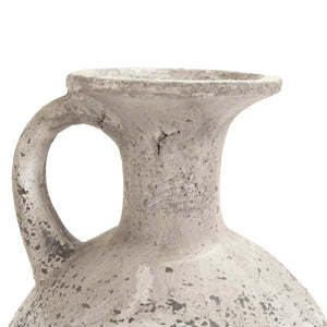 Zentique Distressed Grey Terracotta Vase with Weathered Matte Finish — Rustic Sculptural Accent for Shelves W10 x H14 x D10 8496L A344