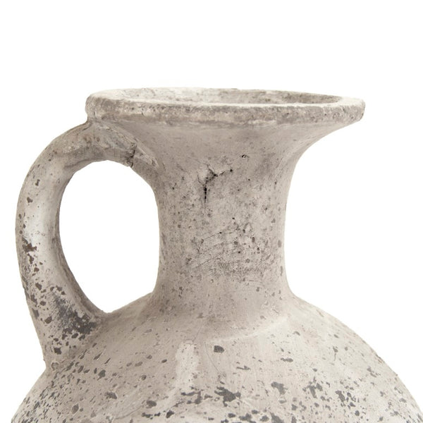 Zentique Distressed Grey Terracotta Vase with Weathered Matte Finish — Rustic Sculptural Accent for Shelves W10 x H14 x D10 8496L A344