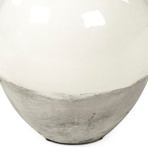 Zentique Distressed White Bowl with Handcrafted Stoneware Finish — Rustic Farmhouse Centerpiece for Serving W10 x H14 x D10 8496L A25A