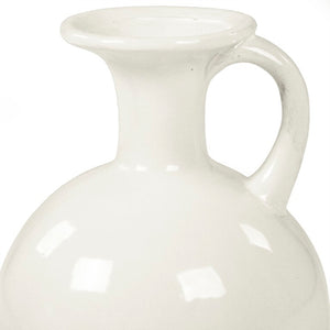 Zentique Distressed White Bowl with Handcrafted Stoneware Finish — Rustic Farmhouse Centerpiece for Serving W10 x H14 x D10 8496L A25A