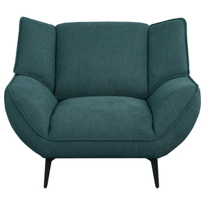 English Elm Logan Teal Blue 3-Piece Sofa Set: Modern Wingback Design With Plush Comfort & Sleek Metal Legs B062S01269