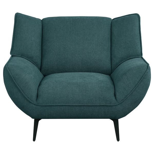 English Elm Logan Teal Blue 3-Piece Sofa Set: Modern Wingback Design With Plush Comfort & Sleek Metal Legs B062S01269