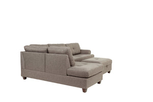 English Elm Contemporary Three Piece Sectional Sofa Set with Nailhead Trim and Storage Ottoman B011S01053