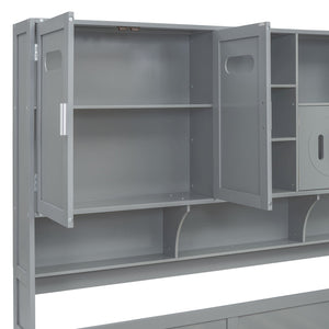 English Elm Full Size Wooden Daybed With Storage Drawers, Integrated Cabinet, And Stylish Gray Finish - Perfect For Any Space! N820S00016E