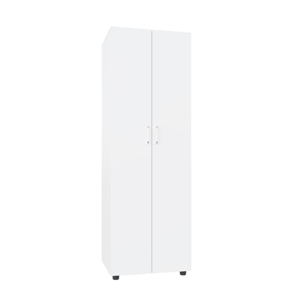 English Elm Armoire, Spacious Engineered Wood Wardrobe with Two Drawers, Hanging Rod and Hidden Storage Appeal White 77.95 L x 18.5 W x 3.15 H B097S00190
