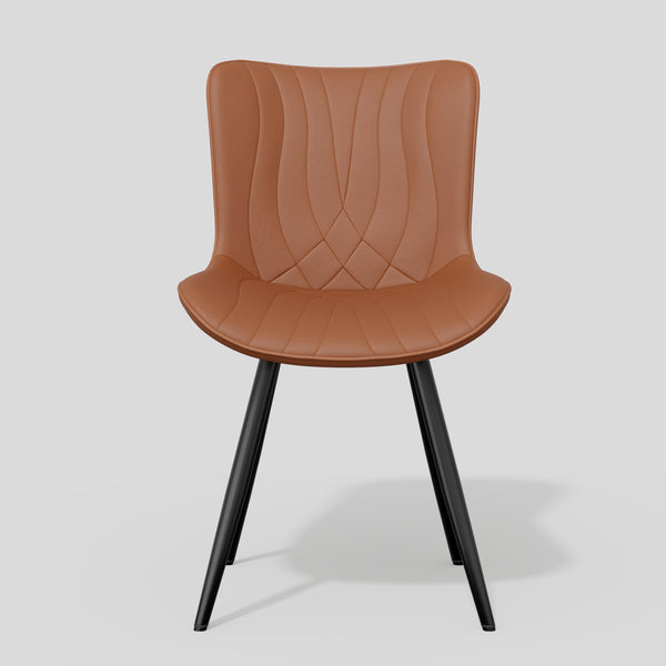 English Elm Dining Chair Set Of 2 Modern Pu Leather Armless Chairs With Sturdy Metal Legs For Versatile Use T3950P396566