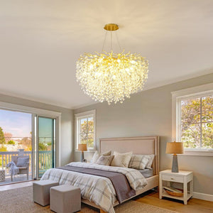 English Elm Modern Crystal Branch Chandelier Gold Aluminum Adjustable Arms Dining Room Glam W5008P391090