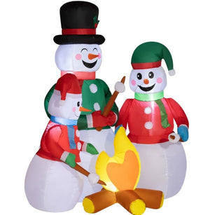 English Elm Perfect Holiday Inflatable Snowman Family Scene with Led Glow for Festive Yard Decor T3971P415599