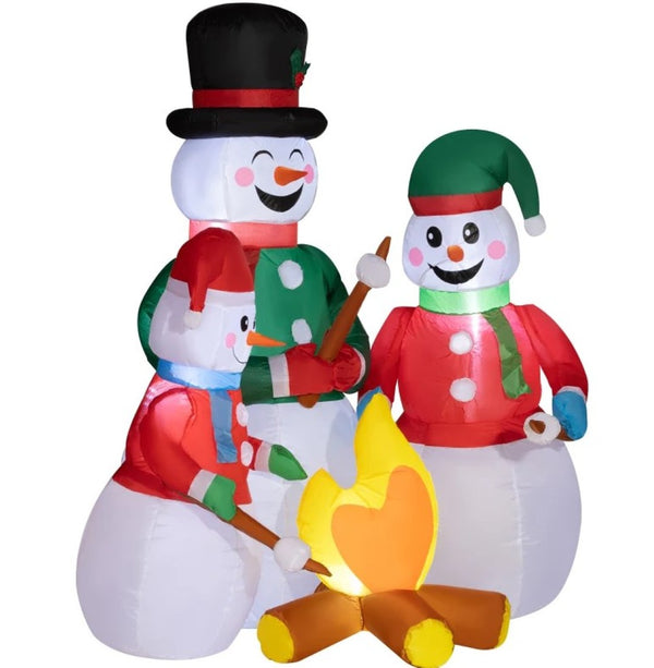 English Elm Perfect Holiday Inflatable Snowman Family Scene with Led Glow for Festive Yard Decor T3971P415599