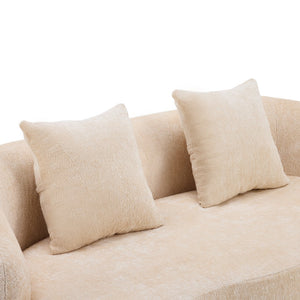 English Elm Beige Curved Loveseat Sofa with Round Arms, 2 Pillows, Foam+Spring Comfort, No Assembly, Compact Stylish Seating W3612P348747