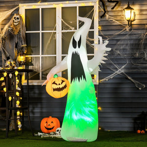 English Elm Homcom 5.9' Inflatable Halloween Ghost With Pumpkin – Led Lawn Decor For Parties & Outdoor Fun! W2225P229418