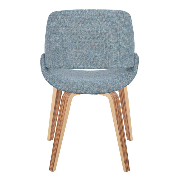 English Elm Fabrico Mid-Century Modern Accent Chairs Set Of 2 In Zebra Wood & Soft Blue Fabric For Stylish Comfort B202S01224