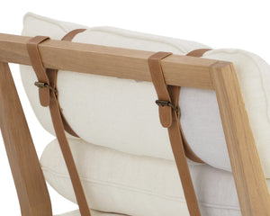 Sunpan ADELINA Daybed - Stylish Heather Ivory Tweed with Solid Oak Frame and Unique Leather Accents 111280