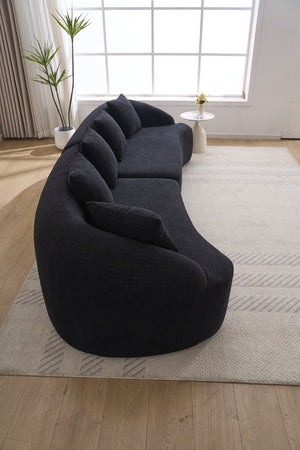 English Elm Compression Foam Curved Sectional Chenille Sleeper Sofa for Modern Living Rooms W2231S00051