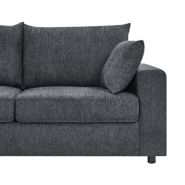 English Elm Modern Low Profile Upholstered Sofa Deep Seat Cushions for Apartment Living Rooms Blue Gray B343P435324