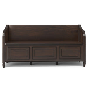 English Elm Connaught Wide Entryway Storage Bench - Handcrafted Dark Chestnut Wood With Spacious Storage & Seating B136P203417
