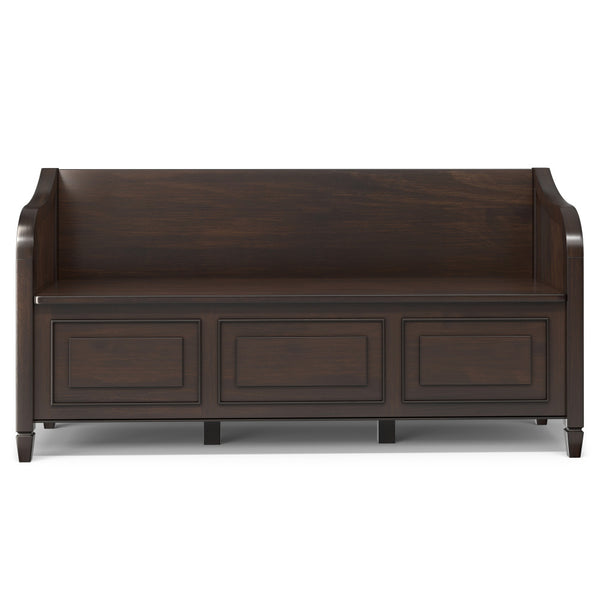 English Elm Connaught Wide Entryway Storage Bench - Handcrafted Dark Chestnut Wood With Spacious Storage & Seating B136P203417