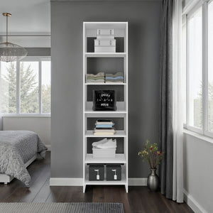 English Elm Cabot Six Shelf Tall Wardrobe Closet White Melamine Vertical Bedroom Storage B097S00243