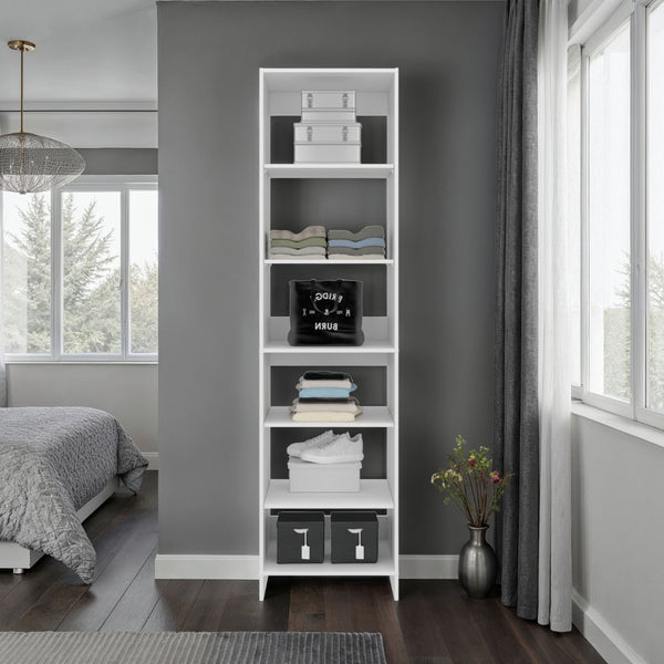 English Elm Cabot Six Shelf Tall Wardrobe Closet White Melamine Vertical Bedroom Storage B097S00243