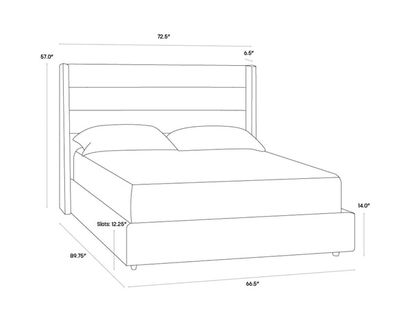 Sunpan EMMIT Bed - Queen - Merino Pearl Upholstered Frame with Modern Tufting & Durable Performance Fabric 110148V