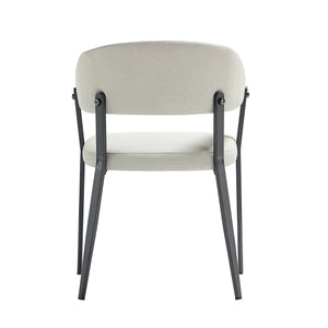 English Elm Belle Metal Upholstered Dining Chair with Foam Seat, Curved Backrest, Stitched Leatherette Comfort Oatmeal B365P397766