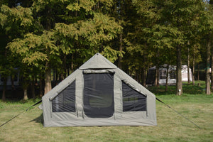 English Elm Inflatable Glamping Tent 4 Season Waterproof Air Beam Frame Shelter for 4 to 6 Persons Army Green W640P244860