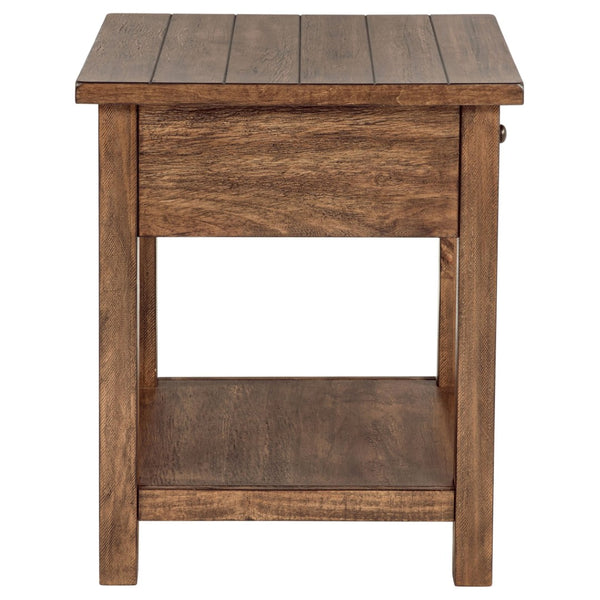 English Elm Castleton Solid Pine End Table with Drawer and Shelf for Farmhouse Living Rooms B062P451648