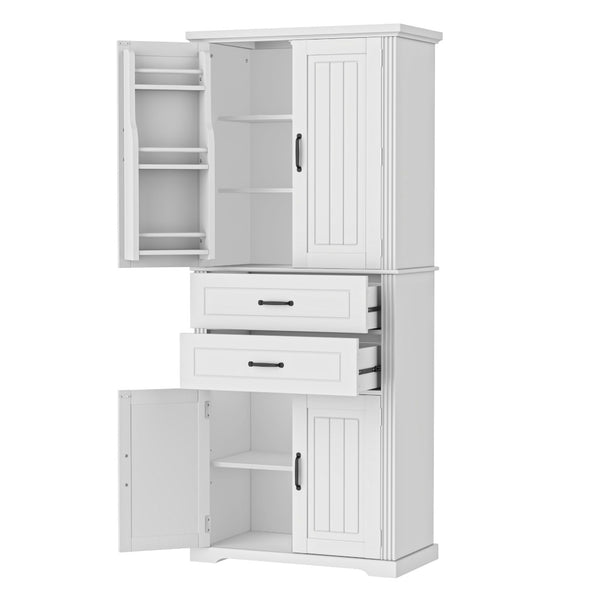 English Elm [video] Floor to Ceiling Matte Storage Cabinet with Drawers Shelves and Adjustable Interior White N759P407762K