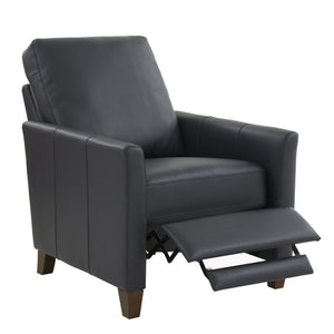 English Elm Pablo Midnight Blue Faux Leather Recliner with Tapered Wood Legs, High-Density Foam Comfort, Manual Recline (34.25"W) B050P229963