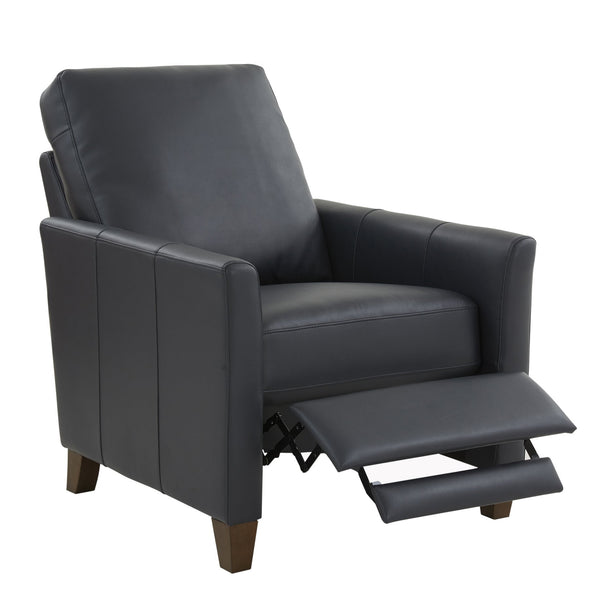 English Elm Pablo Midnight Blue Faux Leather Recliner with Tapered Wood Legs, High-Density Foam Comfort, Manual Recline (34.25"W) B050P229963
