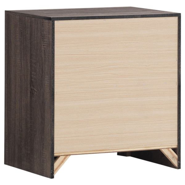English Elm Geary Oak 4-Piece Slatted Headboard Bedroom Set with Barrel Oak Finish, Solid Wood Coastal Style Ensemble B062S00999