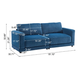 English Elm Package Three Seat Woven Fabric Sofa Scandinavian Minimalist White Living Room Blue N767P240700E